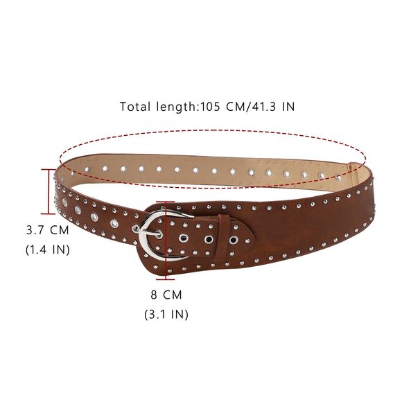 Women's Fashion Leather Belt Studded Leather Belt Ladies Belts For Jeans Dress🖤 - Picture 3 of 5